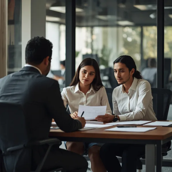 Trabajador chileno revisando documentos laborales sobre permiso por matrimonio en oficina